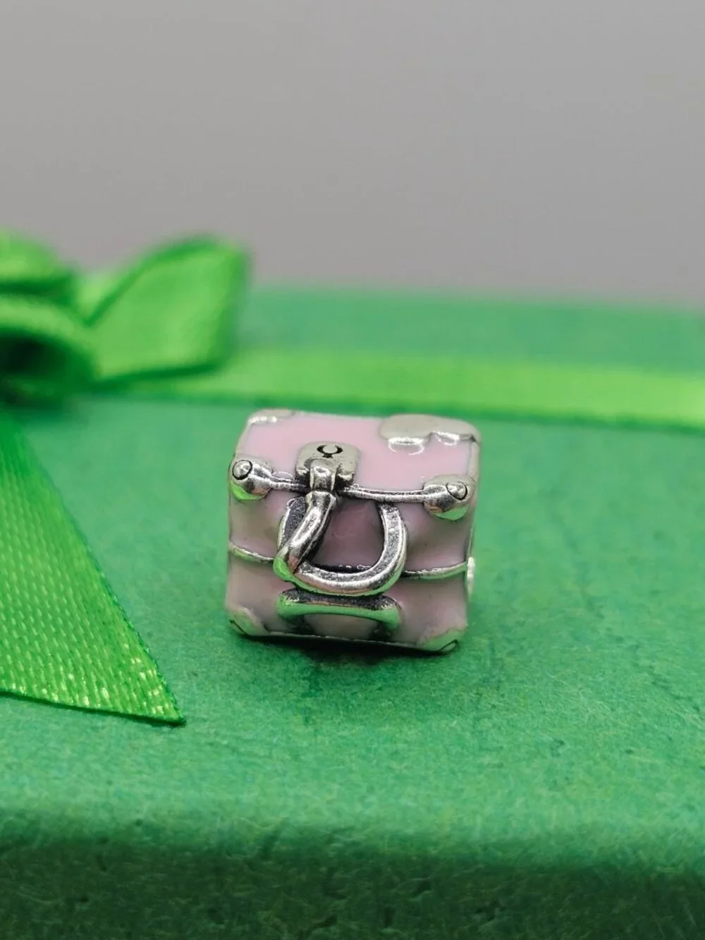 Sterling Silver 925 Rhodium Plated Pink Travel Bag 